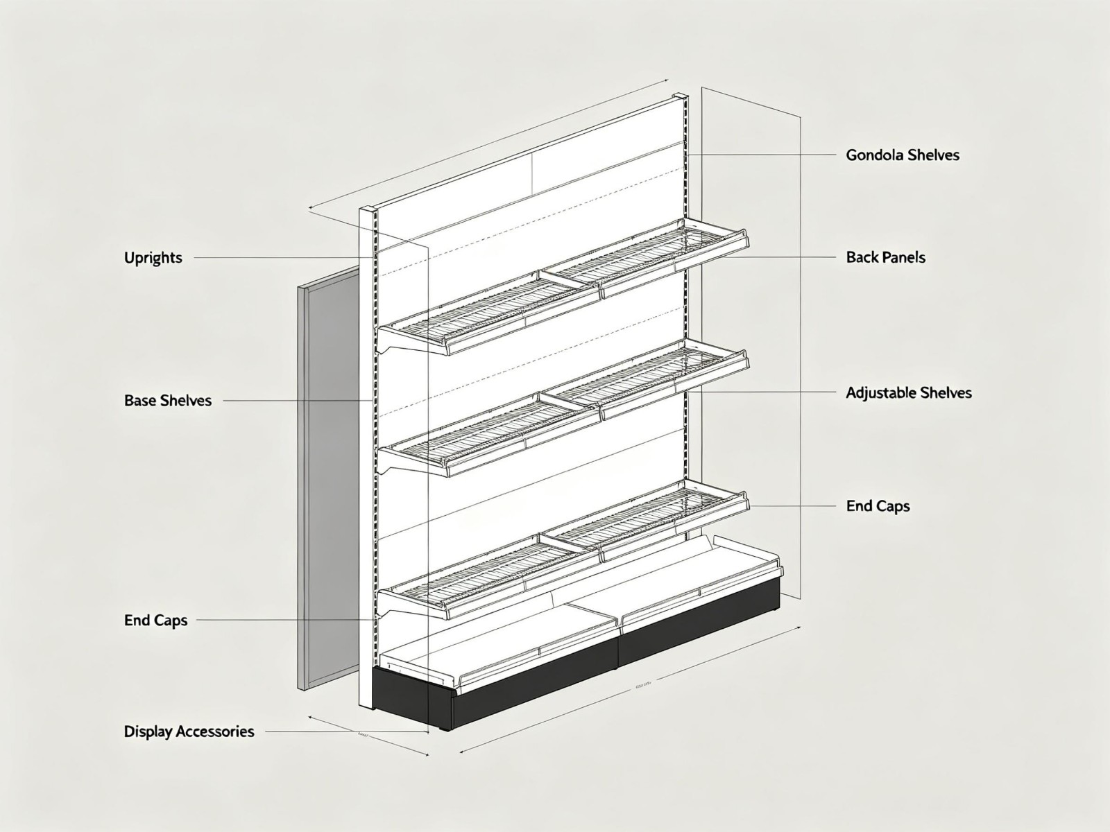 gondola shelving compents and accessories